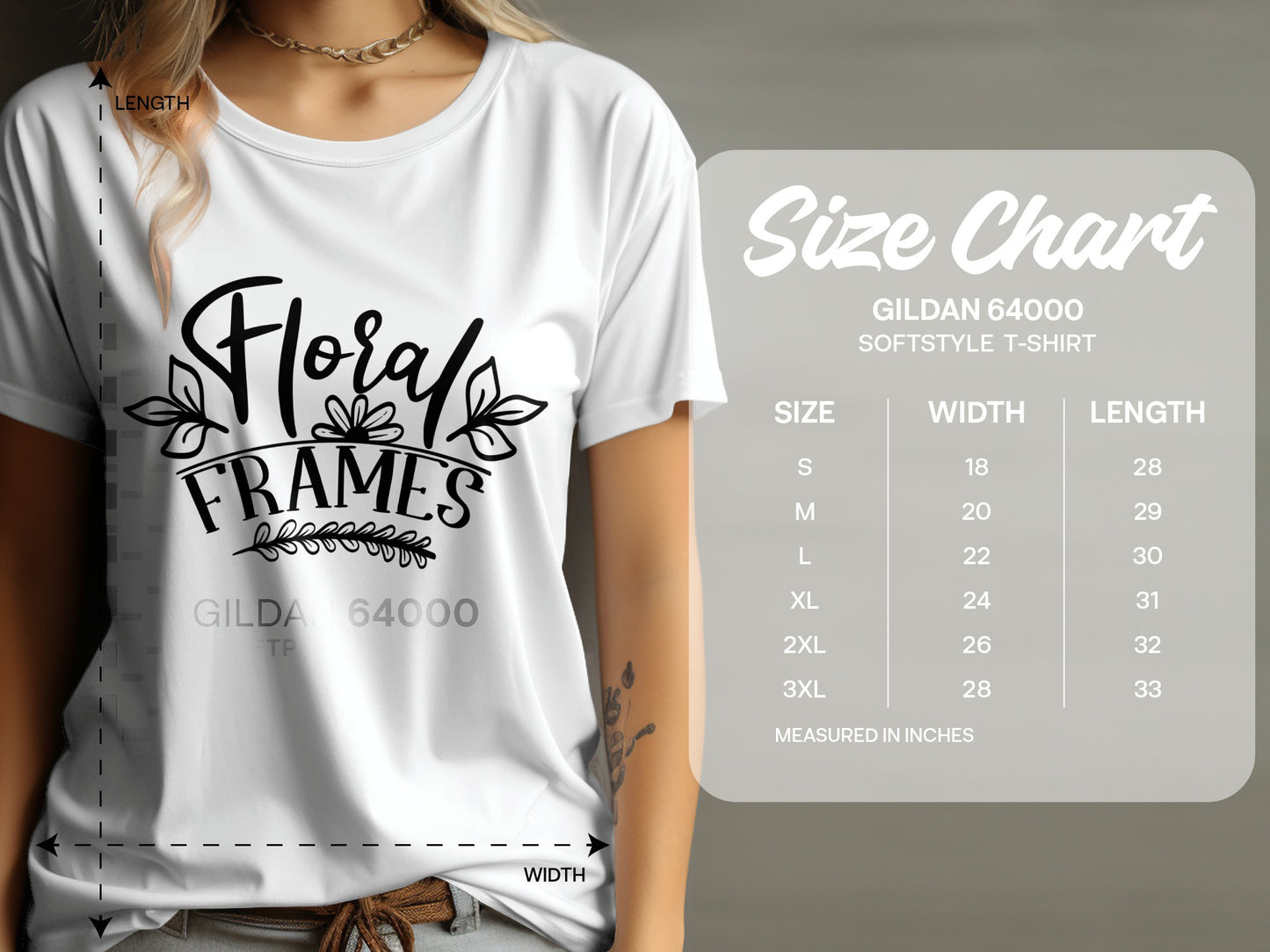 Stylish Floral Frames Design Gildan Softstyle T-shirt