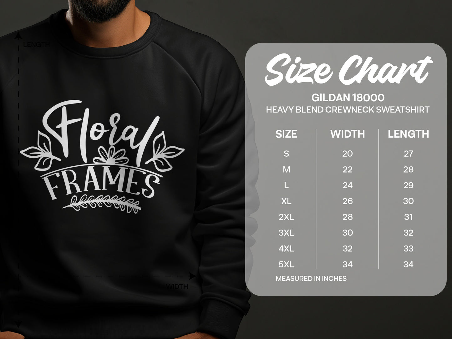 Floral Frames Gildan 18000 Heavy Blend Sweatshirt