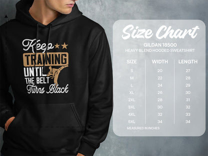 Gildan 18500 size chart for heavy blend hooded sweatshirt.