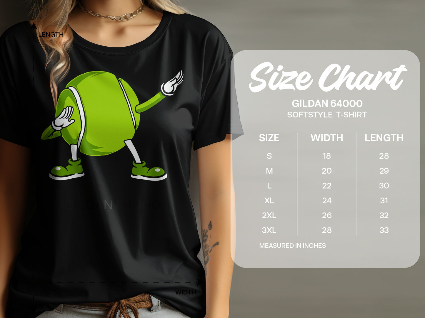 T-shirt with a cartoon tennis ball doing the dab dance.