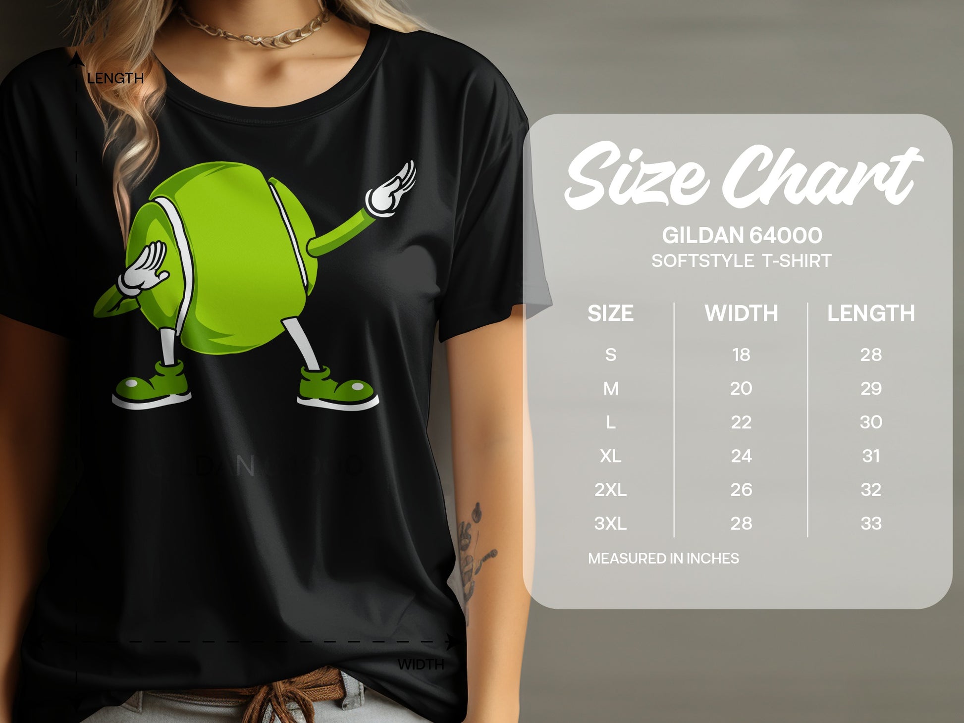 T-shirt with a cartoon tennis ball doing the dab dance.