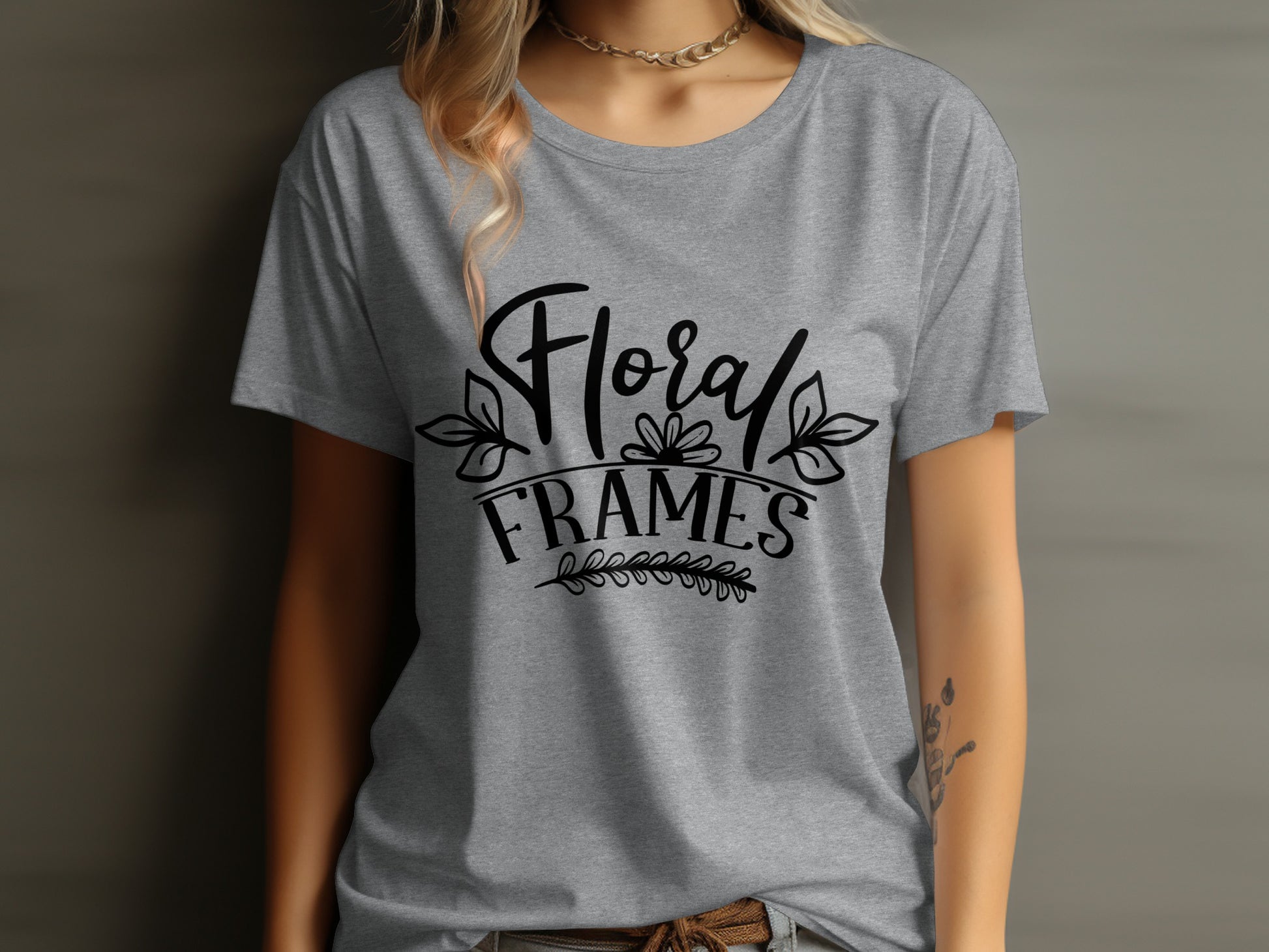 Stylish Floral Frames Graphic Tee for Casual Wear