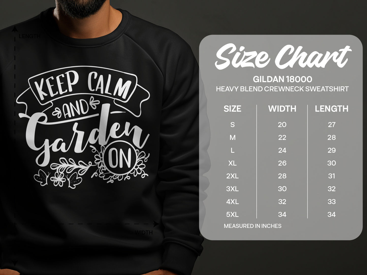 Keep Calm and Garden On Heavy Blend Crewneck Sweatshirt