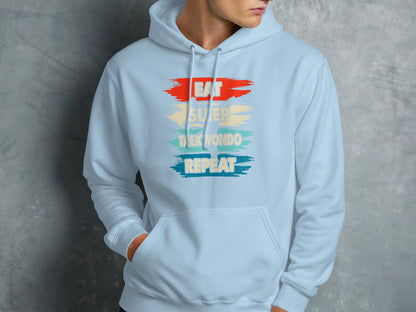 Light blue hoodie with "EAT SLEEP TAEKWONDO REPEAT" text.