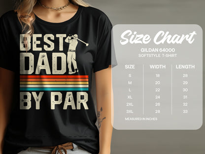 Black t-shirt with "BEST DADS BY PAR" text and colorful stripes.