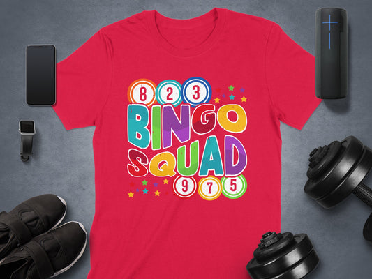 Bingo Squad Colorful Graphic T-Shirt Fun Design