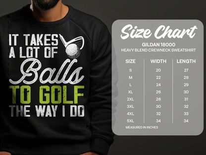 Gildan 18000 sweatshirt size chart with measurements in inches.
