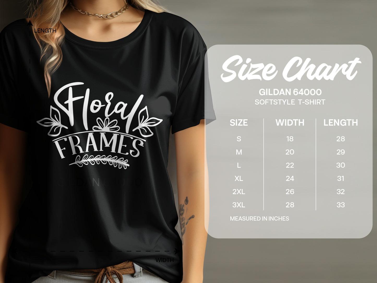 Elegant Floral Frames Graphic Softstyle T-Shirt
