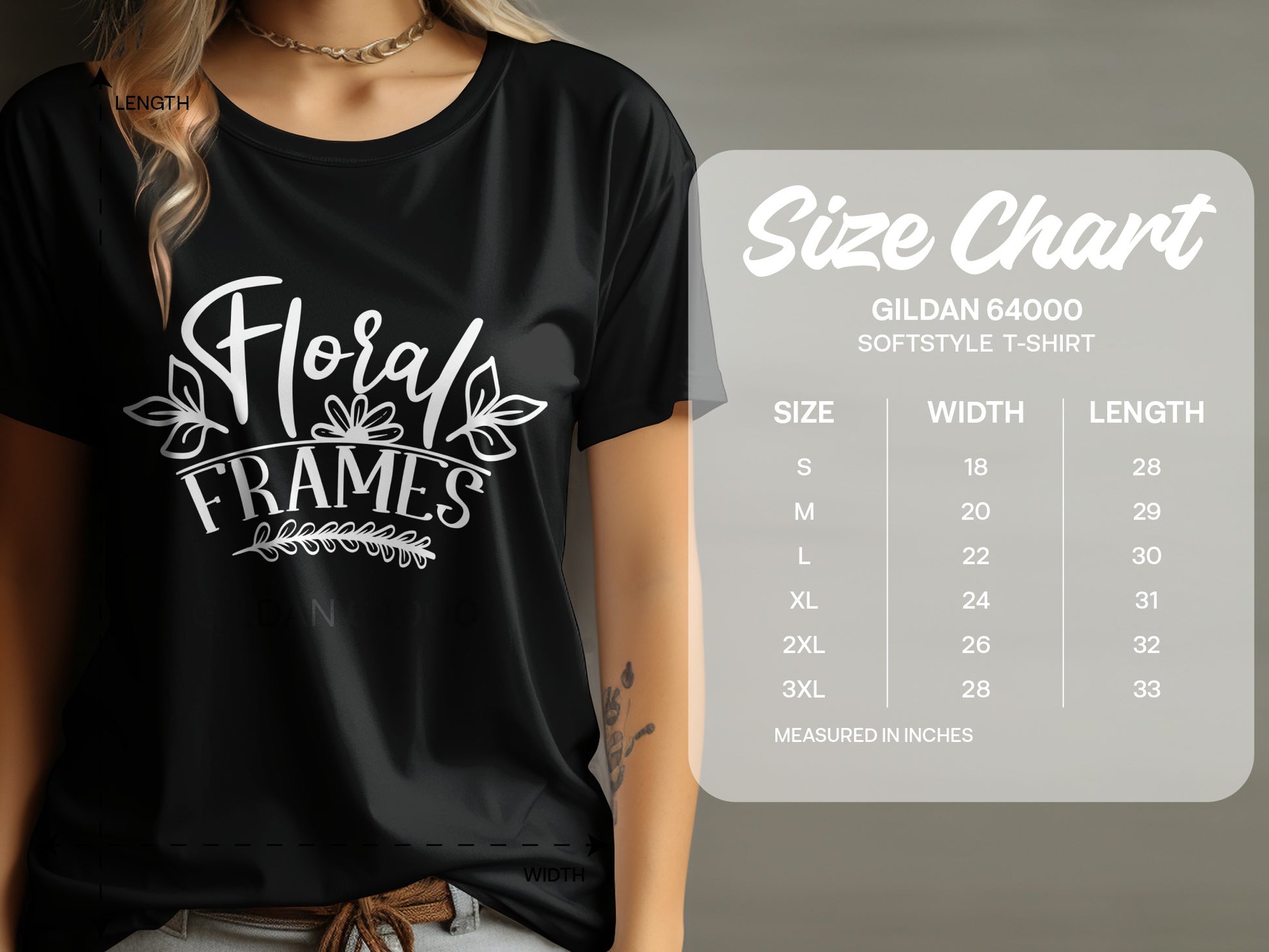 Elegant Floral Frames Graphic Softstyle T-Shirt