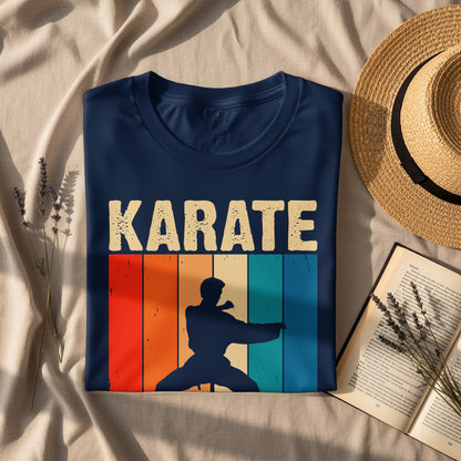 Navy t-shirt with "KARATE" text and a silhouetted martial artist.