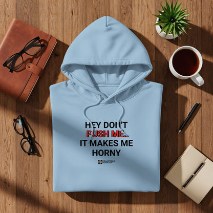 HEY DON'T PUSH ME IT MAKES ME HORNY Hoodie