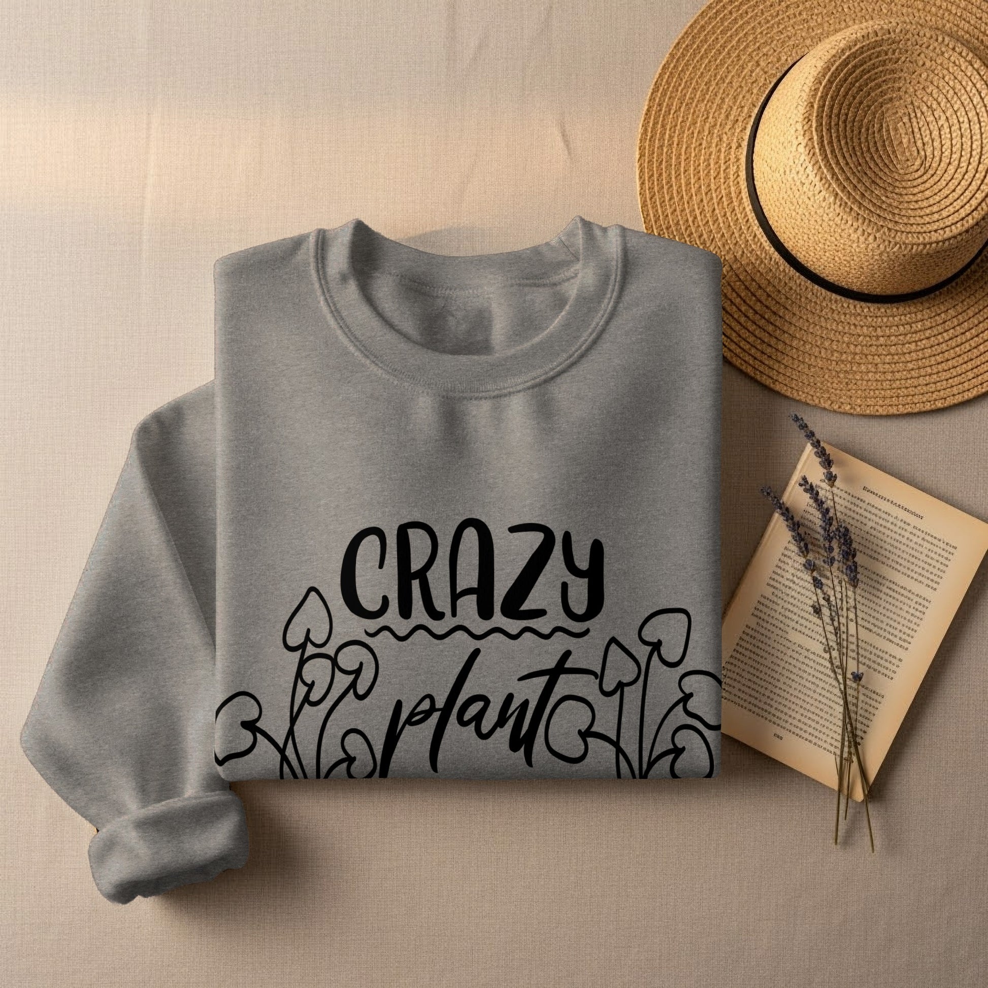 Crazy Plant Graphic Print Grey Fashionable Top