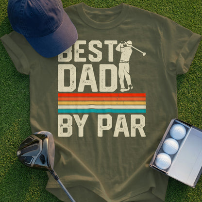 Green t-shirt with "BEST DAD BY PAR" text and golfer graphic.