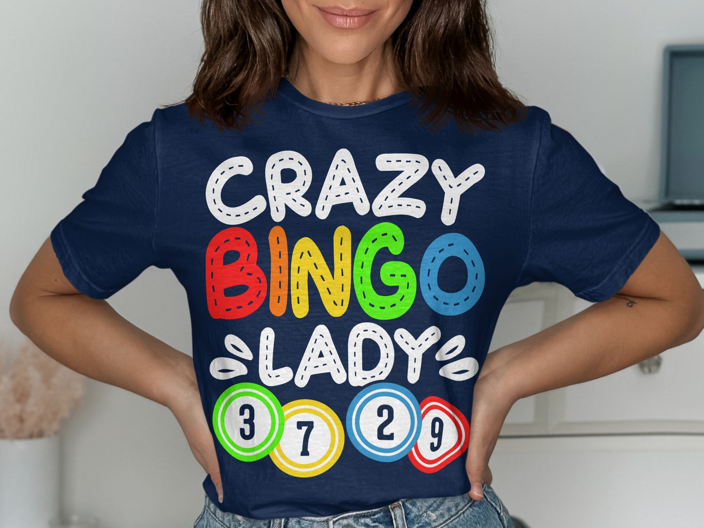 Crazy Bingo Lady Shirt with Colorful Design