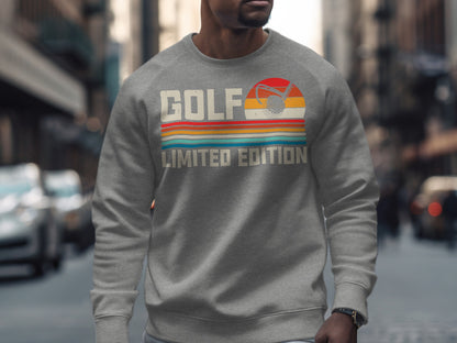 Gray sweatshirt with "GOLF LIMITED EDITION" text and golf ball graphic.
