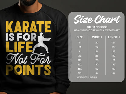 Gildan 18000 sweatshirt size chart with dimensions in inches.
