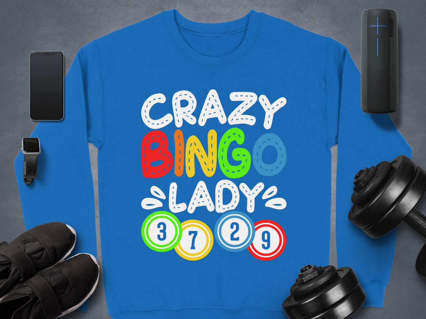 Crazy Bingo Lady 3729 Blue Sweatshirt Product