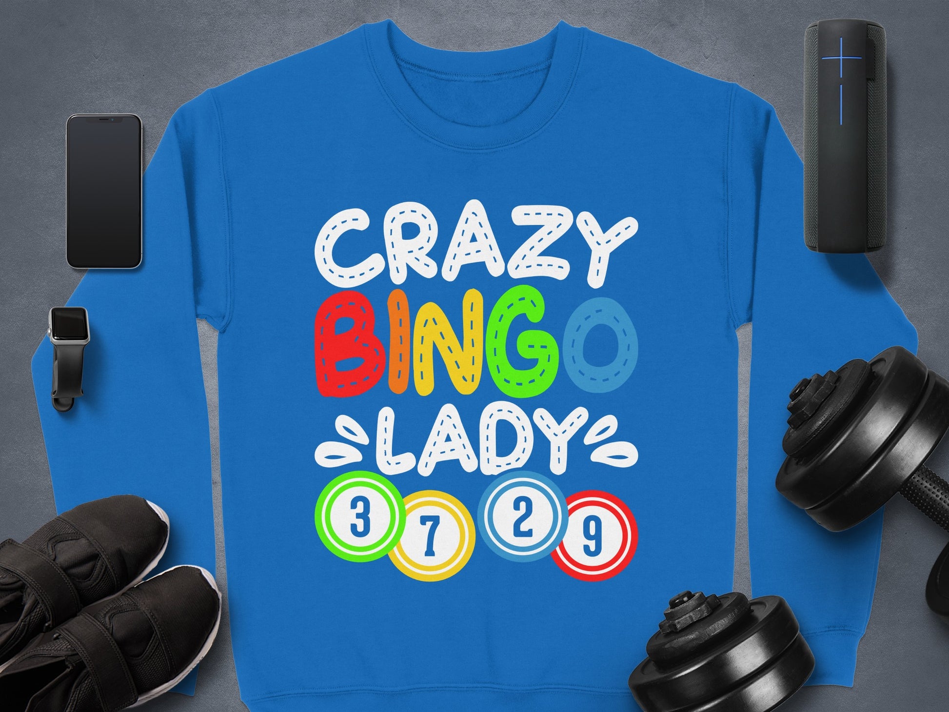Crazy Bingo Lady 3729 Blue Sweatshirt Product