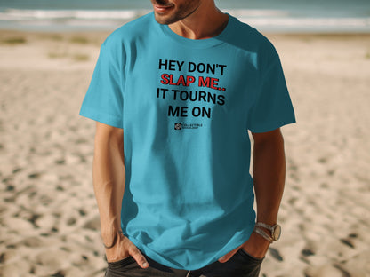HEY DON'T SLAP ME IT TURNS ME ON t-shirt
