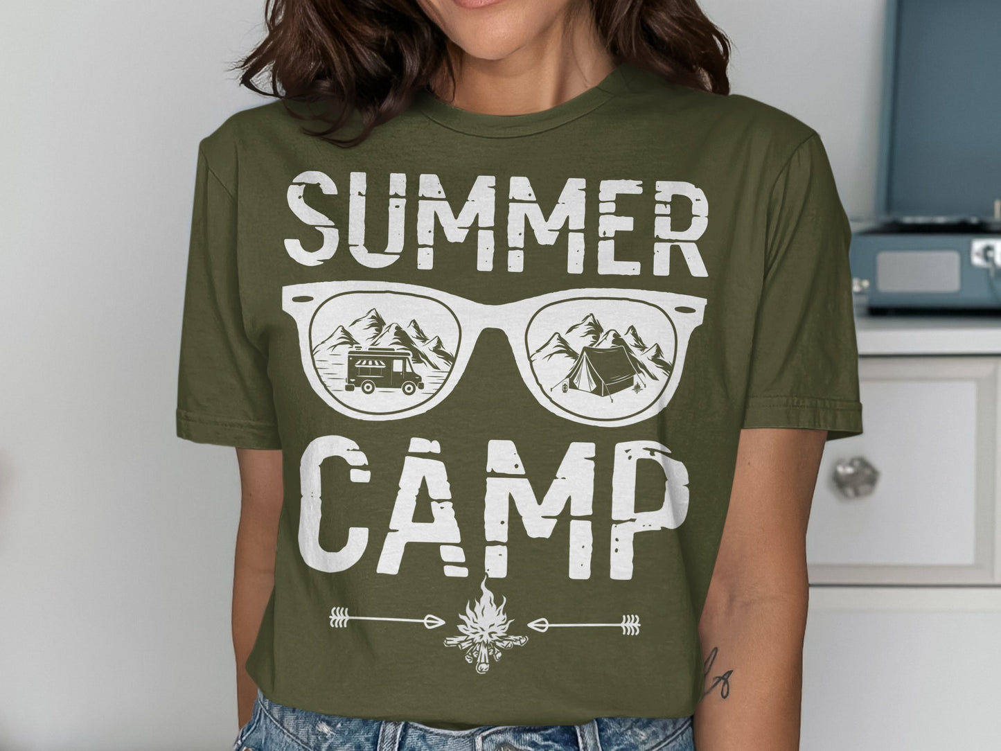 Summer Camp T-Shirt, Adventure Sweatshirt, Camping Hoodie, Outdoor Design, Mountains, Camper Van, Tent, Bonfire, Nature Lover Gift, Vacation