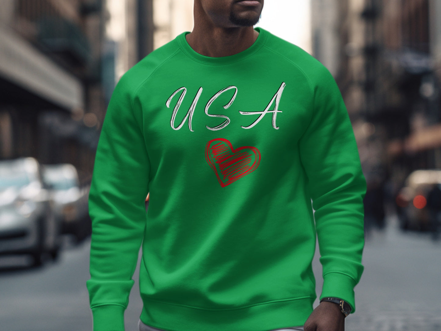 USA Heart Graphic Green Long-Sleeve Product