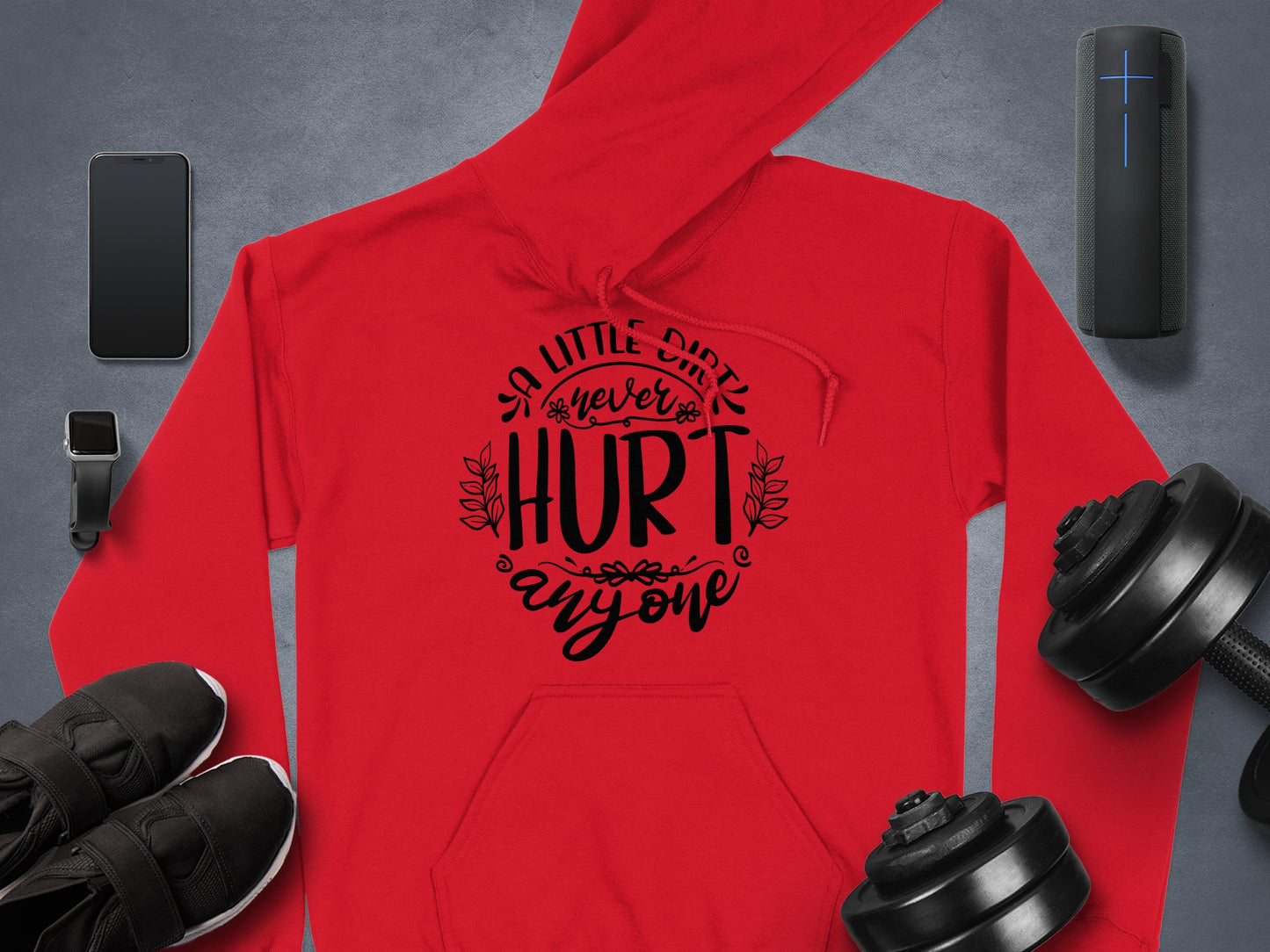 Red Hoodie with Motivational Quote Design