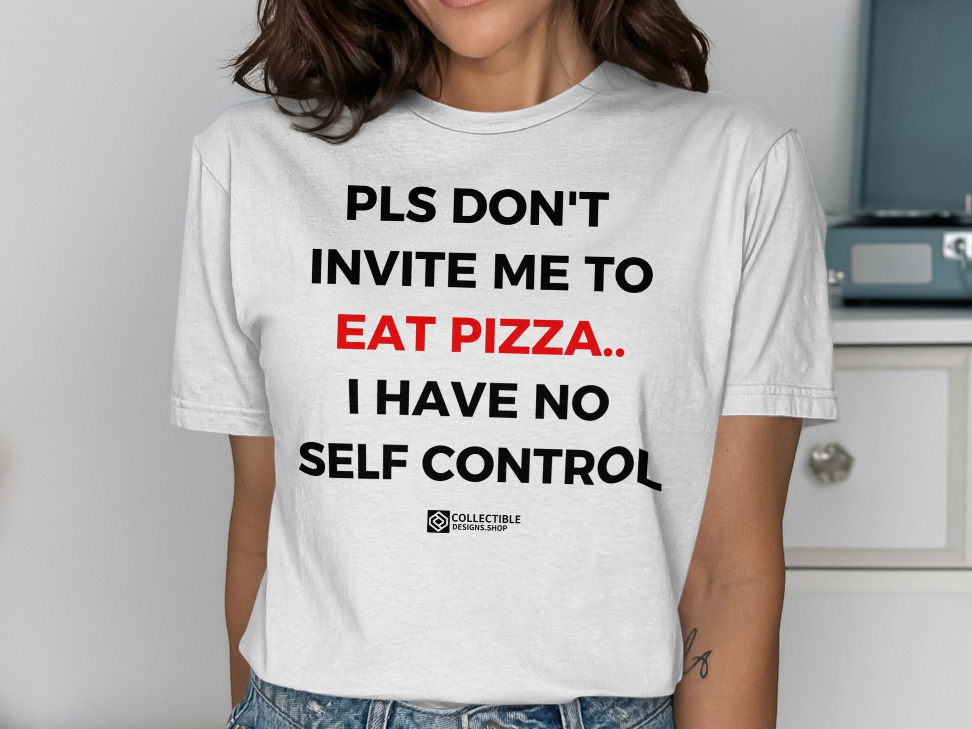 Pls Don't Invite Me To Eat Pizza Funny Shirt