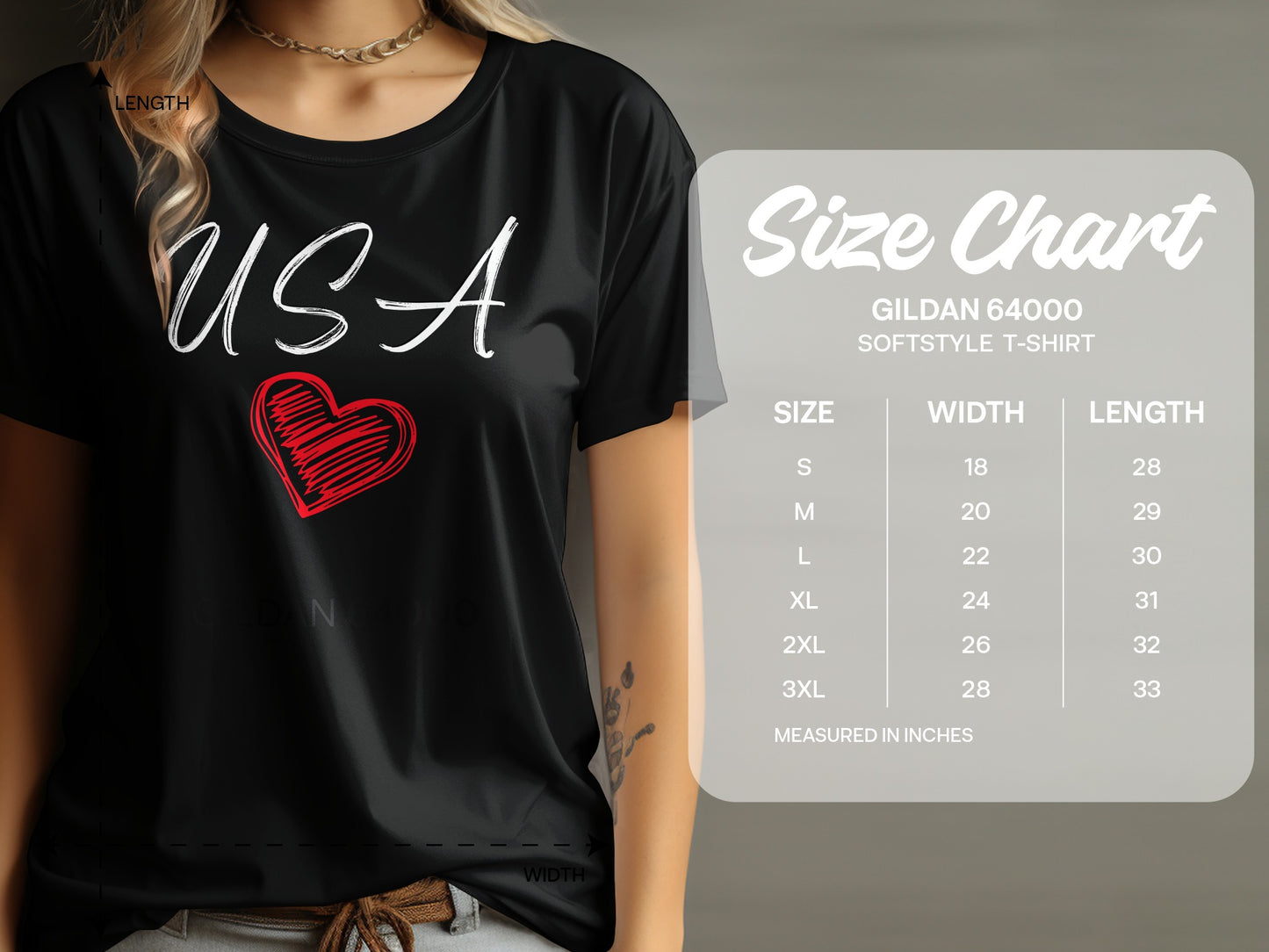 USA Heart Graphic Softstyle T-shirt
