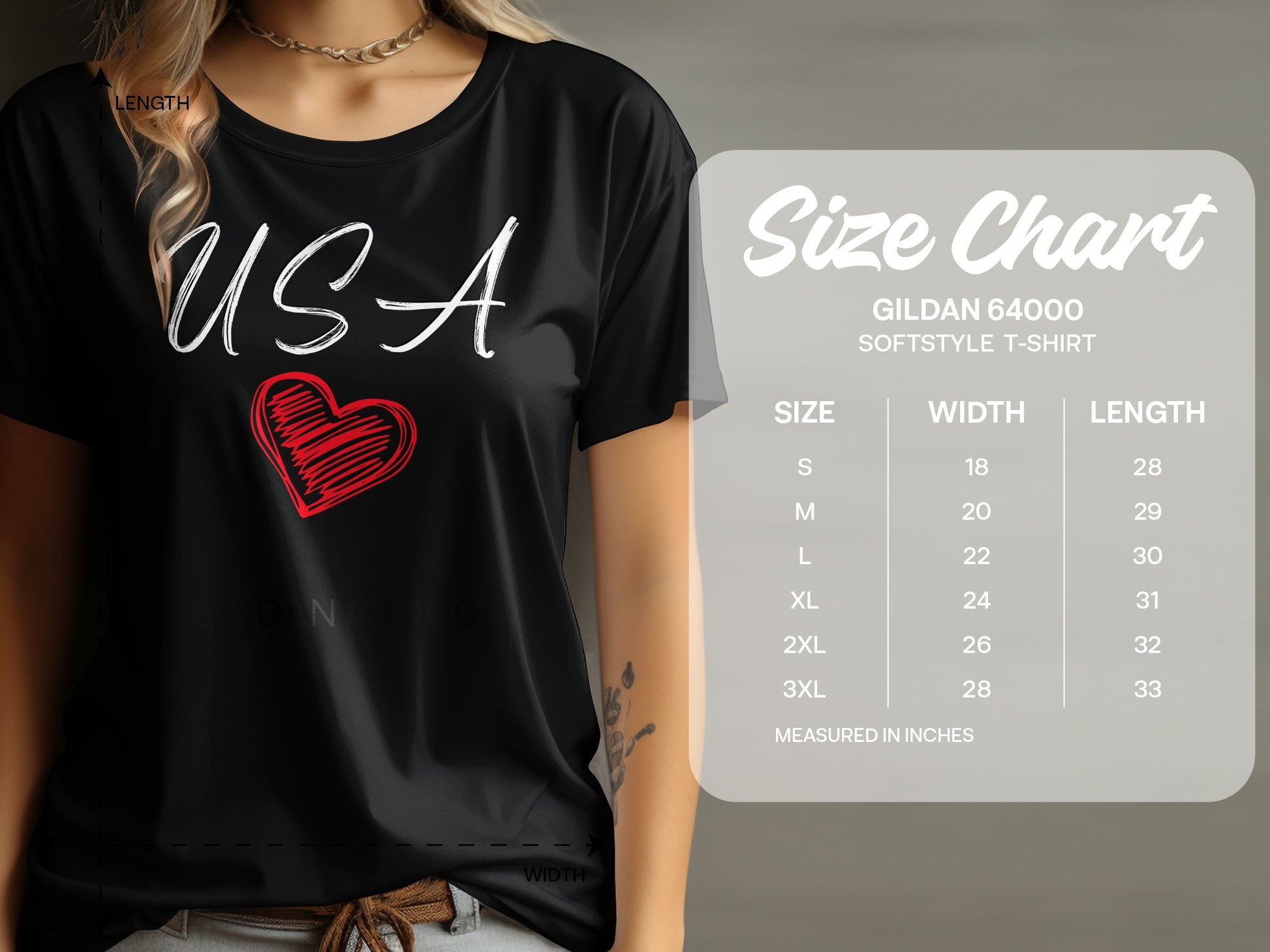 USA Heart Graphic Softstyle T-shirt