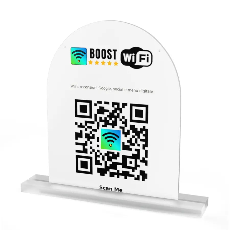 Espositore da Tavolo in Acrilico QR Code WiFi - Dome