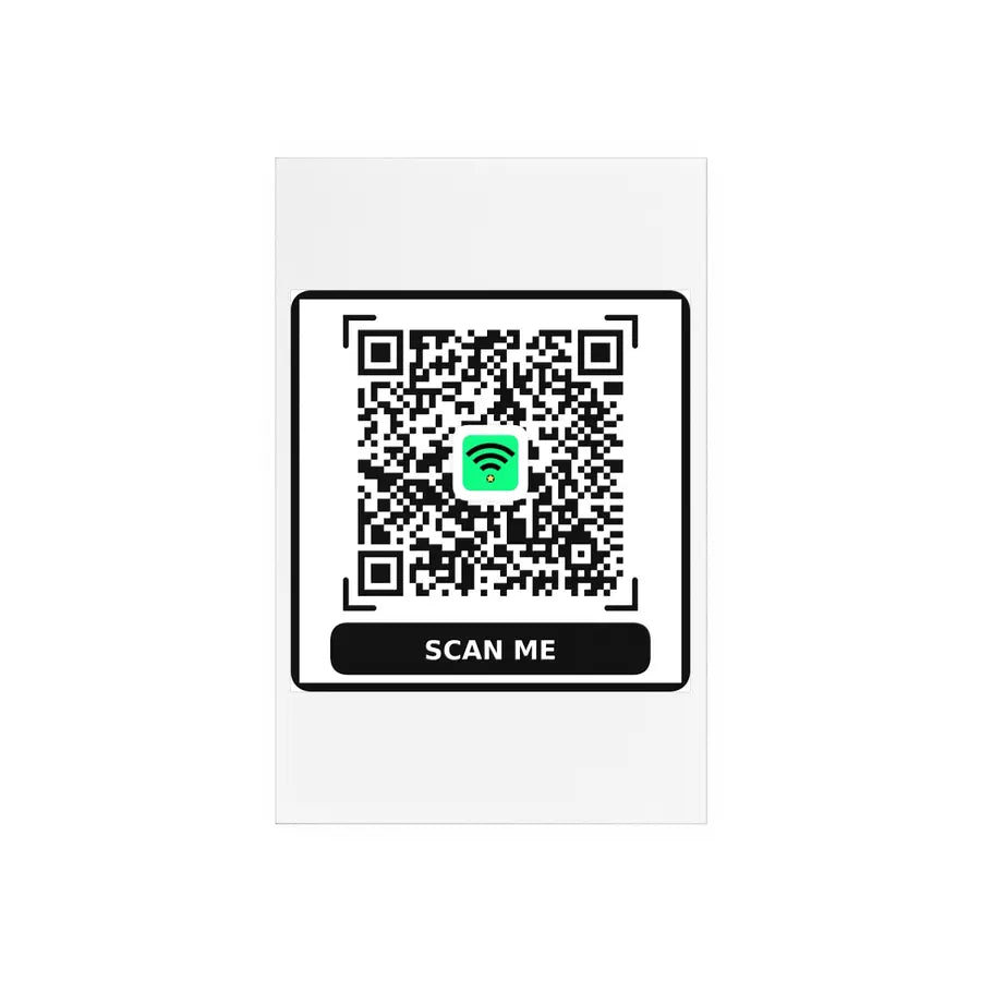 Espositore da Tavolo con Base in Legno QR Code WiFi